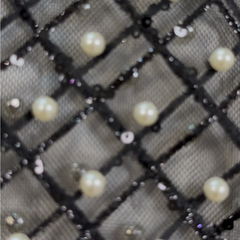 Iris NWT Black Sheer Blouse with Pearl Details - Picture 13 of 13